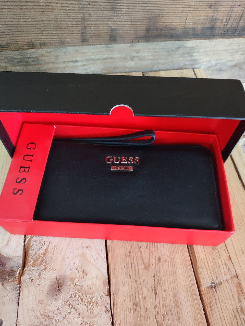 GUESS Black Leather Wristlet Wallet